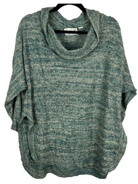 Field Flower Cowl Neck Cotton Blend Knit Tunic Sweater Medium Green